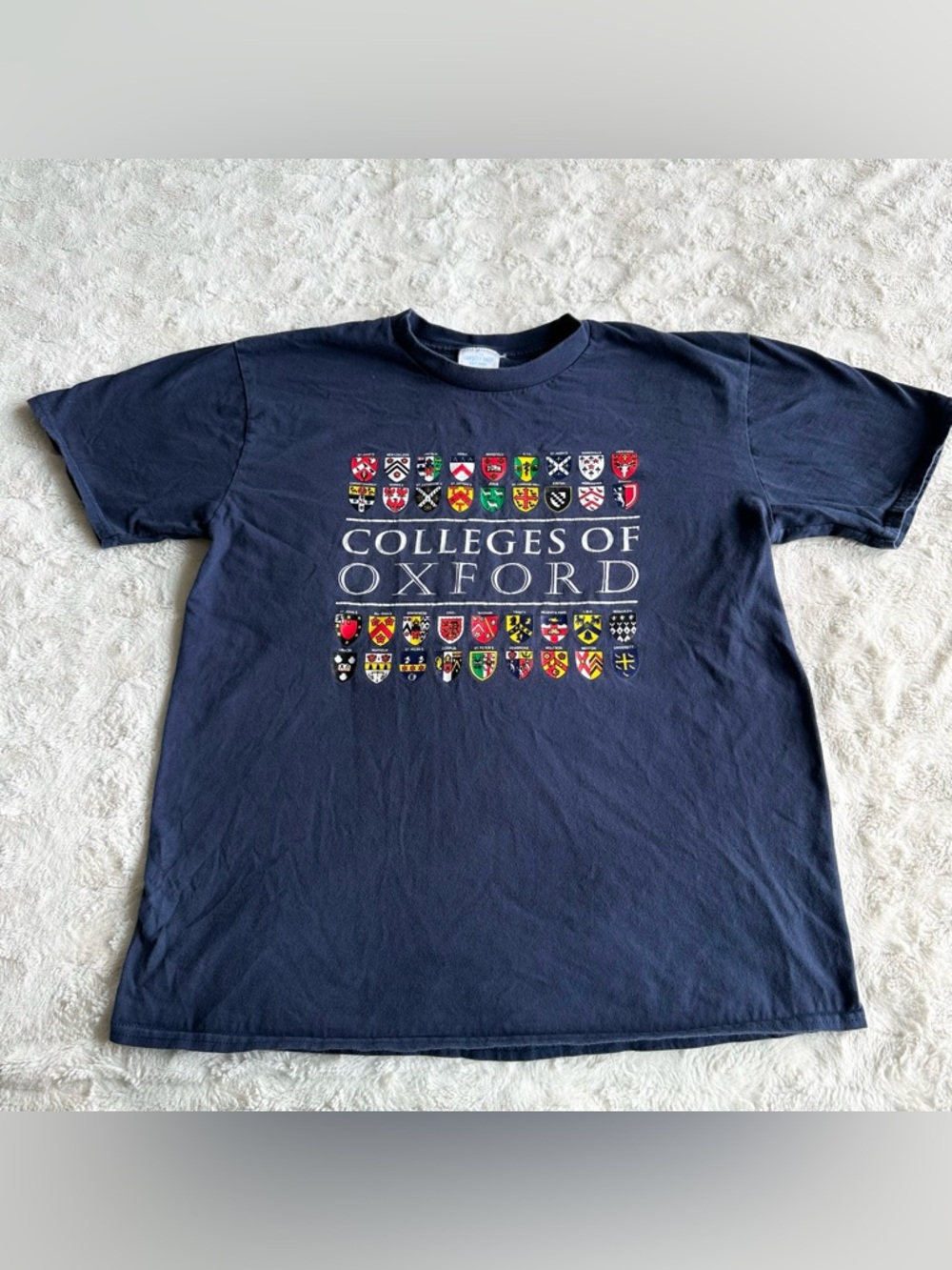 Vintage Oxford University Shirt Tee Mens Large College Crests England 90s Vtg SS